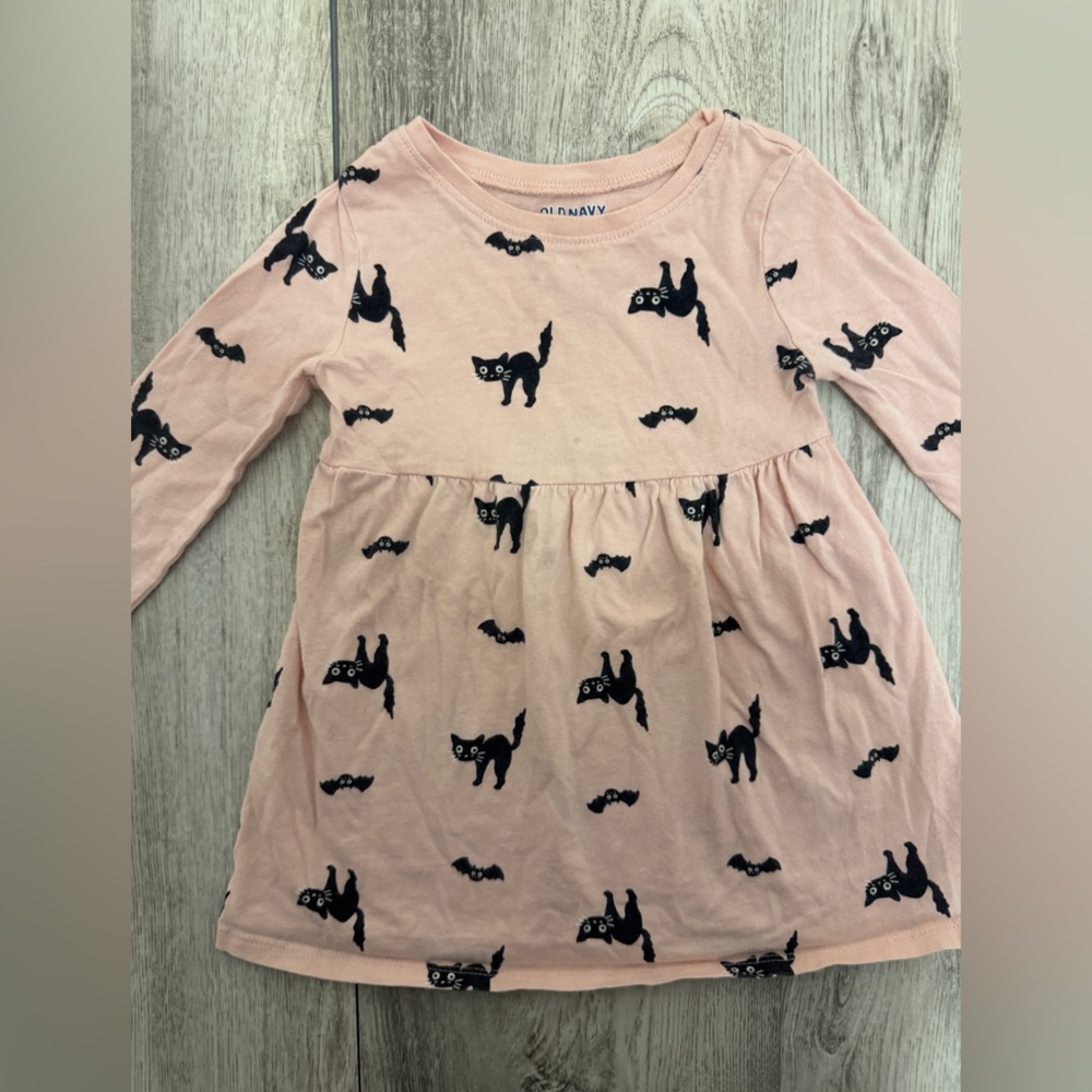 Old Navy Pink Dress with Black Cat Print - Picture 2 of 8